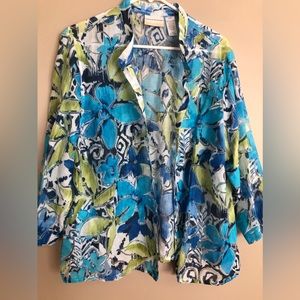 ALFRED DUNNER Bold Blue Floral Rayon Blend Blouse  Size 16W